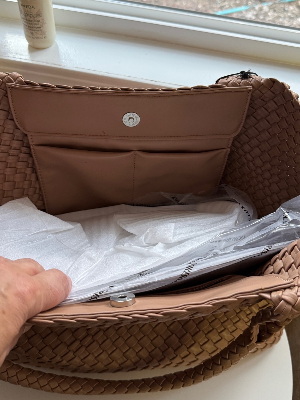 Rachel Zoe Woven pu leather Tote Bag in Tan - Picture 3 of 4